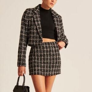 NWT Abercrombie & Fitch Tweed cropped blazer and Mini Skort set XS